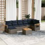 Set de sofás de jardín 8 pzas con cojines ratán sintético gris