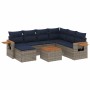 Set de sofás de jardín 8 pzas con cojines ratán sintético gris