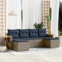 Set de sofás de jardín 6 pzas con cojines ratán sintético gris