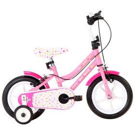 Bicicleta para niños 12 pulgadas blanco y rosa