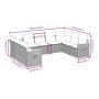 Set de sofás de jardín 9 pzas con cojines ratán sintético gris