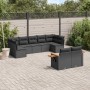 Set de sofás de jardín 8 piezas y cojines ratán sintético negro