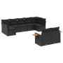 Set de sofás de jardín 8 piezas y cojines ratán sintético negro