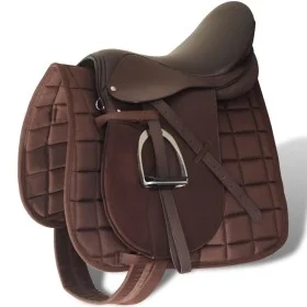 16" horse saddle and brown leather set 14 cm, 5 in 1 by vidaXL, Frames - Ref: Foro24-90646, Price: 202,86 €, Discount: %