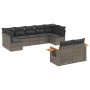 Set de muebles de jardín 9 pzas y cojines ratán sintético gris