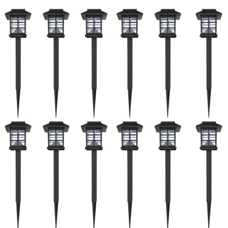 Solarlampen-Set 12 Einheiten mit Pfählen 8,6x8,6x38 cm von vidaXL, Außenbeleuchtung - Ref: Foro24-41161, Preis: 51,87 €, Raba...