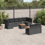 Set de sofás de jardín 10 pzas cojines ratán sintético negro