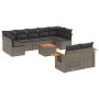Set de sofás de jardín 10 pzas con cojines ratán sintético gris