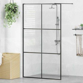 Mampara ducha accesible vidrio ESG transparente negro 115x195cm