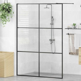 Mampara de ducha accesible vidrio ESG claro negro 140x195 cm
