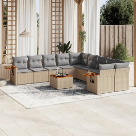 Set de sofás de jardín 11pzas con cojines ratán sintético beige en Conjuntos de jardín | Comprar online en Foro24