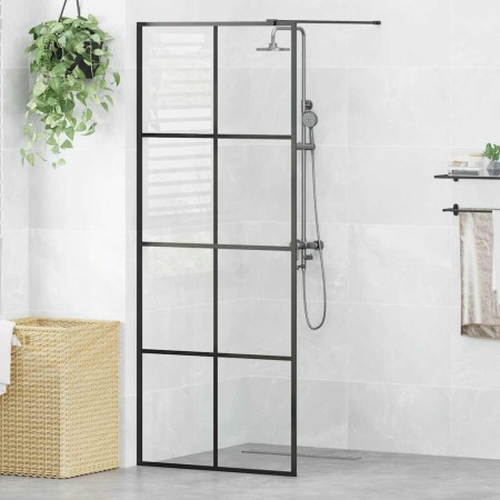 Mampara de ducha accesible vidrio ESG claro negro 80x195 cm