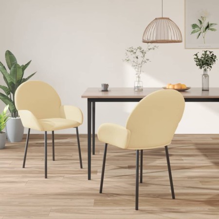 Esszimmerstühle, 2 Stück, cremefarbenes Samtgewebe von vidaXL, Essstühle - Ref: Foro24-344772, Preis: 107,42 €, Rabatt: %