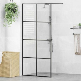 Mampara ducha accesible vidrio ESG transparente negro 90x195 cm