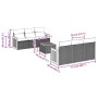Set de comedor de jardín 7 pzas y cojines ratán sintético negro