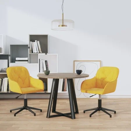 Drehbare Esszimmerstühle, 2 Stück, gelber Samt von vidaXL, Essstühle - Ref: Foro24-3103384, Preis: 149,24 €, Rabatt: %