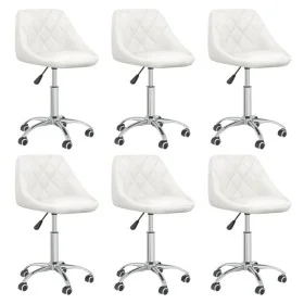 Drehbare Esszimmerstühle, 6 Stück, weißes Kunstleder von vidaXL, Essstühle - Ref: Foro24-3088675, Preis: 380,74 €, Rabatt: %