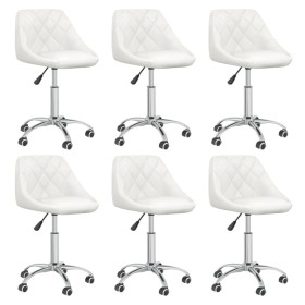 Drehbare Esszimmerstühle, 6 Stück, weißes Kunstleder von vidaXL, Essstühle - Ref: Foro24-3088675, Preis: 387,88 €, Rabatt: %