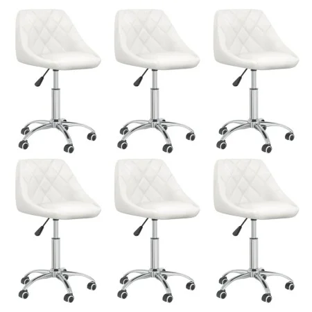Drehbare Esszimmerstühle, 6 Stück, weißes Kunstleder von vidaXL, Essstühle - Ref: Foro24-3088675, Preis: 380,74 €, Rabatt: %