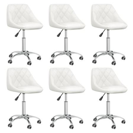 Drehbare Esszimmerstühle, 6 Stück, weißes Kunstleder von vidaXL, Essstühle - Ref: Foro24-3088675, Preis: 387,88 €, Rabatt: %