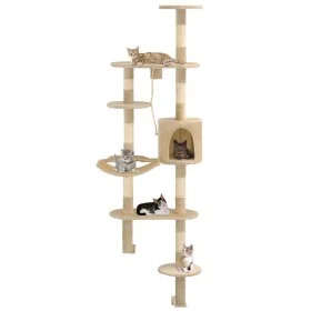 Wall-mounted cat scratching post with sisal post 194 cm beige by vidaXL, Cat furniture - Ref: Foro24-170588, Price: 101,89 €,...