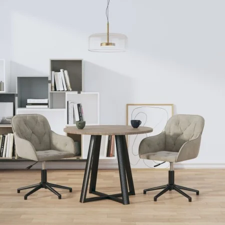 2 Stück drehbare Esszimmerstühle aus hellgrauem Samt von vidaXL, Essstühle - Ref: Foro24-3103377, Preis: 152,76 €, Rabatt: %