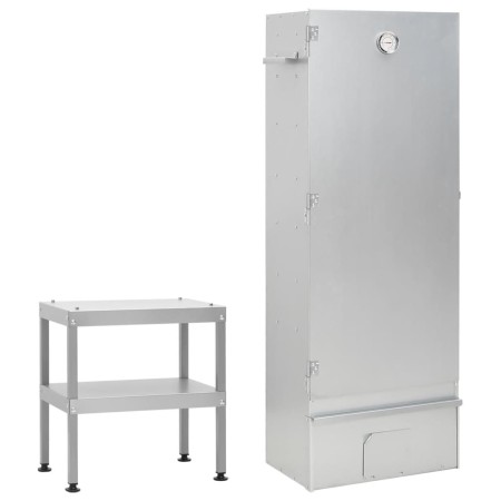 Horno ahumador de barbacoa con mesa acero galvanizado de vidaXL, Barbacoas - Ref: Foro24-3187617, Precio: 201,24 €, Descuento: %
