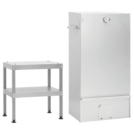 Horno ahumador de barbacoa con mesa acero galvanizado de vidaXL, Barbacoas - Ref: Foro24-3187618, Precio: 155,90 €, Descuento: %