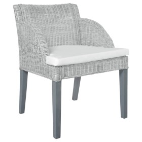 Esszimmerstuhl mit Kissen natur Rattangrau von vidaXL, Essstühle - Ref: Foro24-325485, Preis: 111,10 €, Rabatt: %