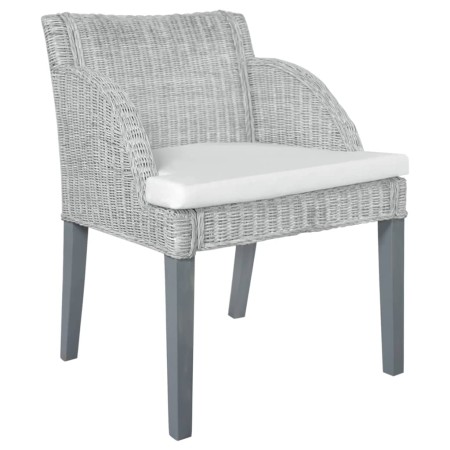 Esszimmerstuhl mit Kissen natur Rattangrau von vidaXL, Essstühle - Ref: Foro24-325485, Preis: 111,10 €, Rabatt: %