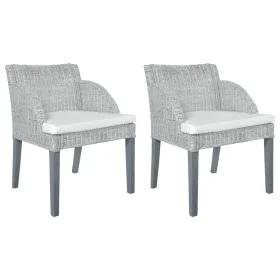 Dining chairs with cushions 2 units gray natural rattan by vidaXL, dining chairs - Ref: Foro24-325488, Price: 168,84 €, Disco...