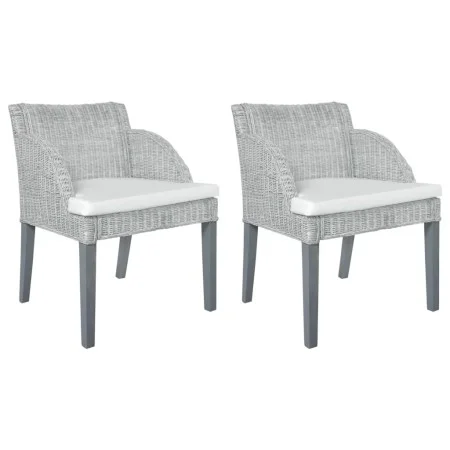 Dining chairs with cushions 2 units gray natural rattan by vidaXL, dining chairs - Ref: Foro24-325488, Price: 168,84 €, Disco...