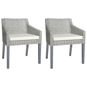 Esszimmerstühle mit Kissen, 2 Einheiten, graues Naturrattan von vidaXL, Essstühle - Ref: Foro24-325494, Preis: 188,03 €, Raba...