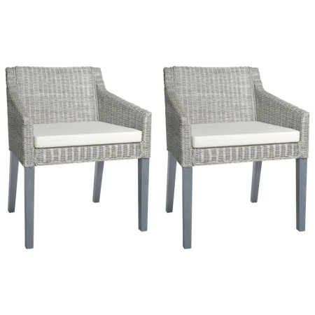 Esszimmerstühle mit Kissen, 2 Einheiten, graues Naturrattan von vidaXL, Essstühle - Ref: Foro24-325494, Preis: 188,03 €, Raba...