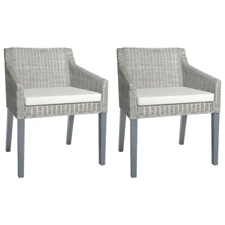 Sillas de comedor con cojines 2 unidades ratán natural gris de vidaXL, Sillas de comedor - Ref: Foro24-325494, Precio: 185,81...