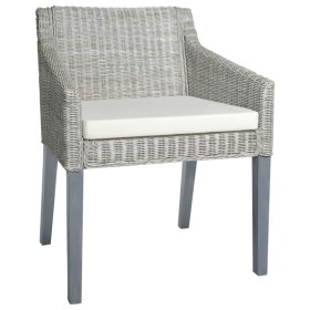Esszimmerstuhl mit Kissen natur Rattangrau von vidaXL, Essstühle - Ref: Foro24-325491, Preis: 116,24 €, Rabatt: %
