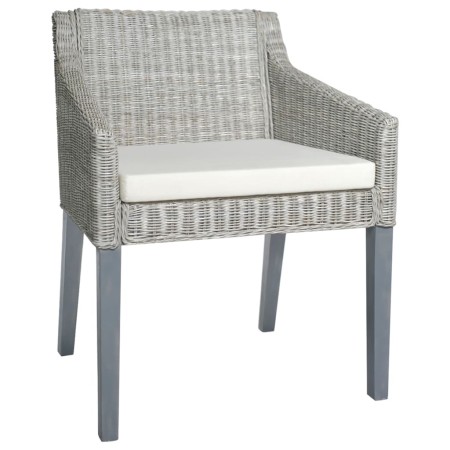 Esszimmerstuhl mit Kissen natur Rattangrau von vidaXL, Essstühle - Ref: Foro24-325491, Preis: 116,24 €, Rabatt: %