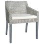 Silla de comedor con cojín ratán natural gris de vidaXL, Sillas de comedor - Ref: Foro24-325491, Precio: 116,20 €
