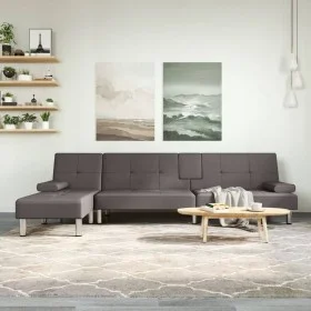 L-shaped sofa bed gray synthetic leather 255x140x70 cm by vidaXL, Sofas - Ref: Foro24-3157267, Price: 449,33 €, Discount: %
