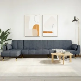 L-förmiges Schlafsofa aus dunkelgrauem Samt, 275 x 140 x 70 cm von vidaXL, Sofas - Ref: Foro24-3157207, Preis: 464,29 €, Raba...