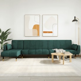 L-shaped sofa bed dark green velvet 275x140x70 cm by vidaXL, Sofas - Ref: Foro24-3157208, Price: 484,08 €, Discount: %