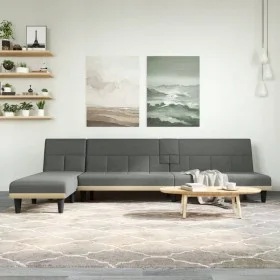 L-shaped sofa bed dark gray fabric 255x140x70 cm by vidaXL, Sofas - Ref: Foro24-3157227, Price: 419,69 €, Discount: %