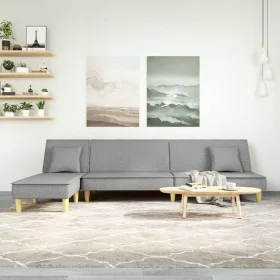 L-shaped sofa bed light gray fabric 255x140x70 cm by vidaXL, Sofas - Ref: Foro24-3157247, Price: 395,85 €, Discount: %