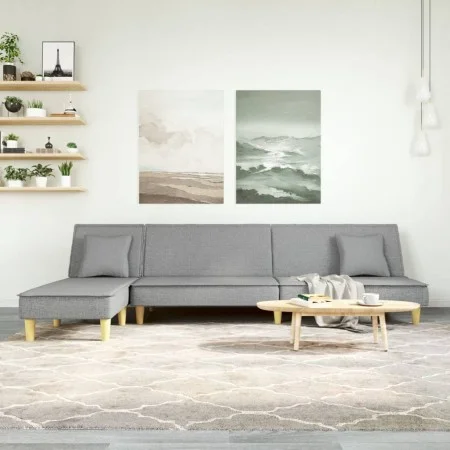 L-shaped sofa bed light gray fabric 255x140x70 cm by vidaXL, Sofas - Ref: Foro24-3157247, Price: 395,85 €, Discount: %