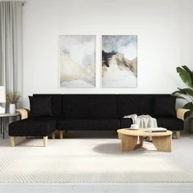 L-förmiges Schlafsofa aus schwarzem Stoff 279x140x70 cm von vidaXL, Sofas - Ref: Foro24-3157213, Preis: 449,19 €, Rabatt: %