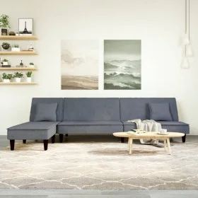 L-förmiges Schlafsofa aus dunkelgrauem Samt, 255 x 140 x 70 cm von vidaXL, Sofas - Ref: Foro24-3157252, Preis: 410,42 €, Raba...