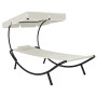 Outdoor-Liege mit cremeweißem Baldachin und Kissen von vidaXL, Liegen - Ref: Foro24-48077, Preis: 91,78 €, Rabatt: %
