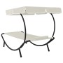 Tumbona de exterior con dosel y almohada blanco crema de vidaXL, Tumbonas - Ref: Foro24-48077, Precio: 91,98 €, Descuento: %