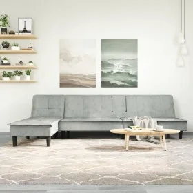 L-förmiges Schlafsofa aus hellgrauem Samt, 255 x 140 x 70 cm von vidaXL, Sofas - Ref: Foro24-3157260, Preis: 430,87 €, Rabatt: %