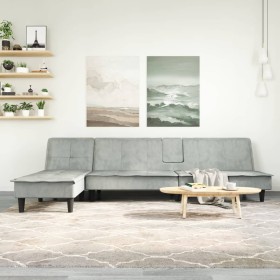 L-förmiges Schlafsofa aus hellgrauem Samt, 255 x 140 x 70 cm von vidaXL, Sofas - Ref: Foro24-3157260, Preis: 406,69 €, Rabatt: %